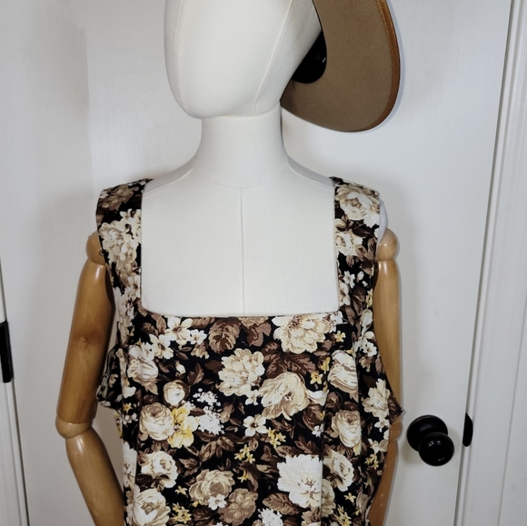 Abercrombie & Fitch Black Floral Cotton Linen Mini Dress Size XXLP Sundress - Picture 3 of 11